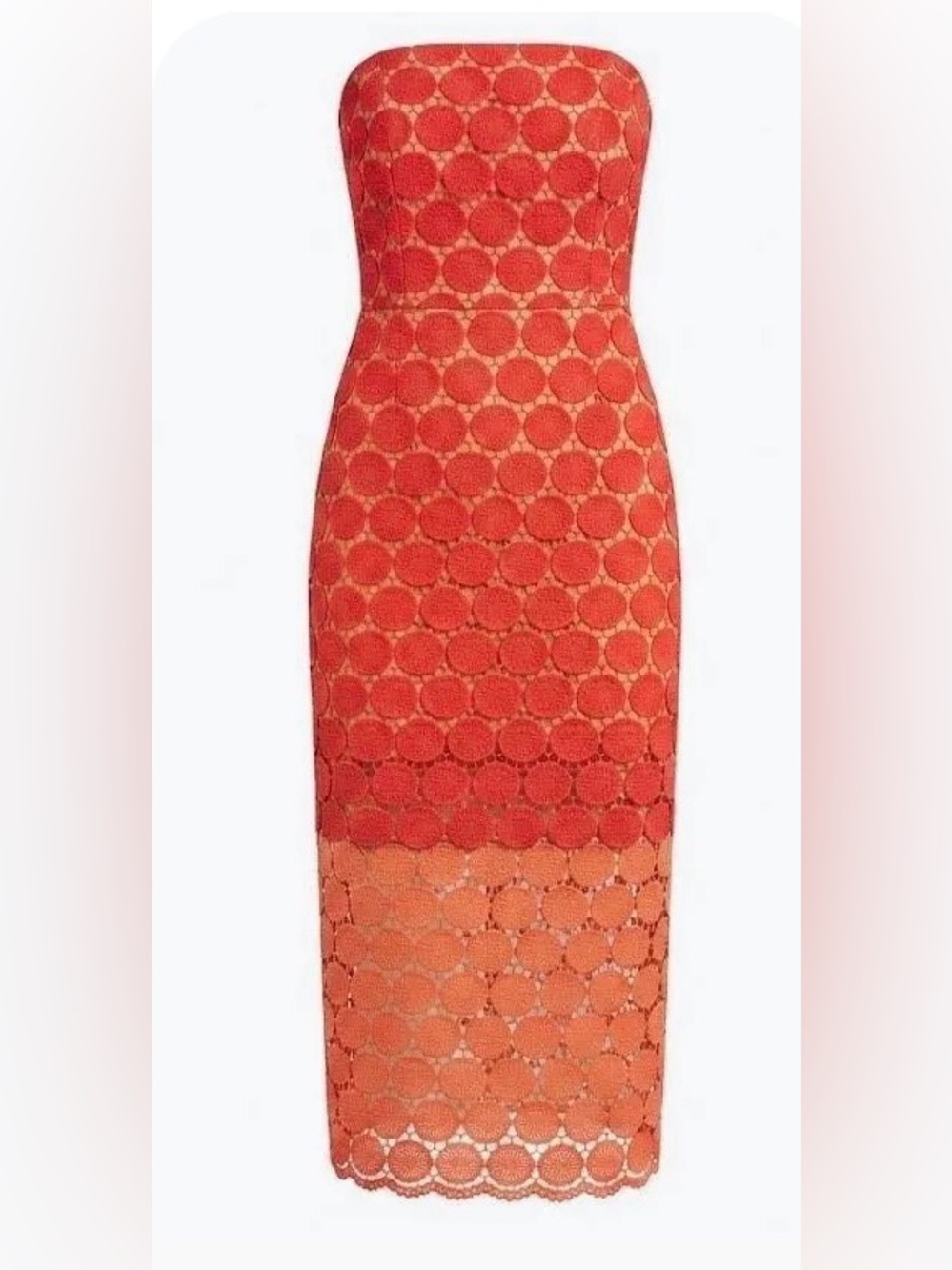 Sam Edelman Strapless Red and Orange Midi Dress